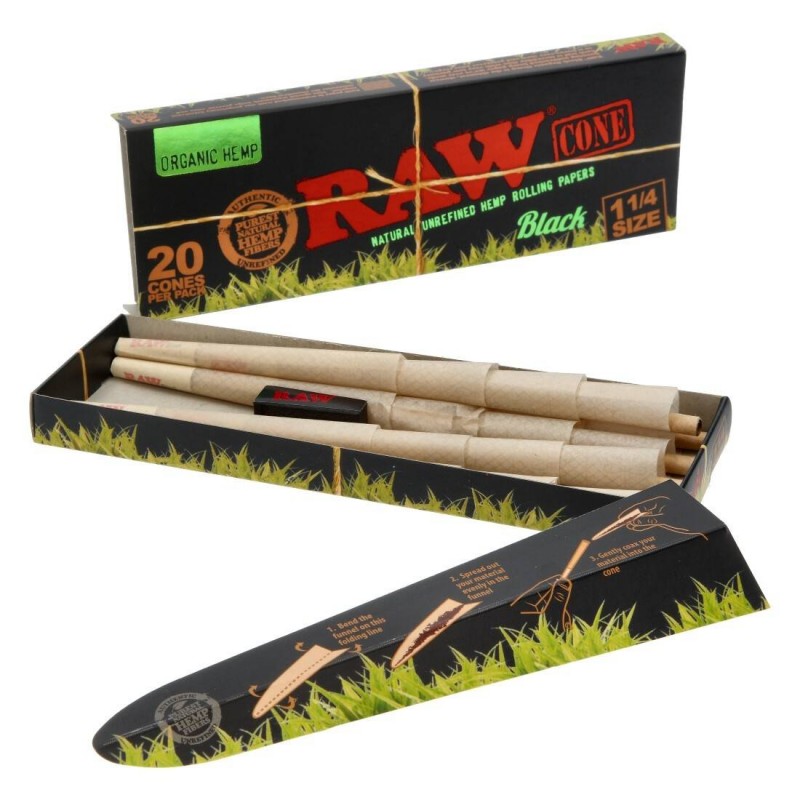 Конуси RAW Black Organic 1¼" Hemp Конуси RAW Black Organic 1¼" Hemp